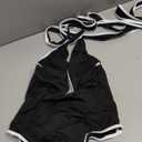 Lilosy Sexy Tie Criss Cross Plunge One Piece Thong Swimsuit High Cut Brazilian Bathing Suit (Medium, Black White)