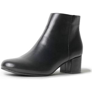 J. Adams Low Heel Zip Up Round Toe Ankle Bootie - Jody (5.5, Black Faux Leather)