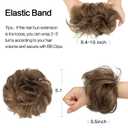 FESHFEN 100% Human Messy Bun - Human Hair Bun Real Elastic Scrunchies Hair Pieces Soft Fluffy Wavy Ponytail Extensions Updo Chignon Hairpieces for Women, Ash Brown
