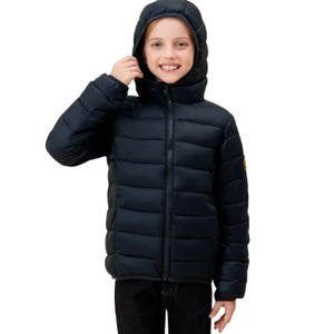 OLOCOTE Girls Boys Winter Coats, Kids Lightweight Water-Resistant Windproof Packable Hooded Down Like Padding Jacket, Size 10Y, Black