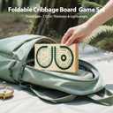 Cribbage Board Game Set, Unique Square 3-Track Cribbage Board Foldable with Card Storage & Magnetic Closure, 9 Multi-Colored Pegs, Playing Cards, Family Travel Board Game for Gatherings & Gifts