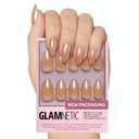 Glamnetic Press On Nails - Maple Glaze | Short Almond Nude Brown Neutral Fake Nails with Glaze Finish | 15 Sizes - 30 Nail Kit with Glue