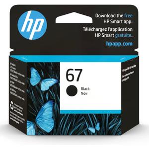 HP 67 Black Ink Cartridge | Works with HP DeskJet 1255, 2700, 4100 Series, HP ENVY 6000, 6400 Series | Eligible for Instant Ink | 3YM56AN