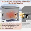 Deblue Outdoor Cat House with Insulated Liner, Large Weatherpoof Plastic Insulated Cats Houses with Escape Door Indoor Waterproof Feral/Pet Cat Shelter Outside for Puppy, Rabbit for Winter,Grey