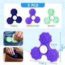 4 x Fidget Toys Adults - Fidget Spinners with Textured Worry Sensory Stone for Autism Kids Calming Down, Fidget Stress Toys for Anxiety Relief, Gifts for Kids & Teens - Set 2