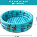 Dinosaur Inflatable Baby Pool - Small Toddler Blow Up 3 Rings Round Pad Pool, Outdoor/Indoor Play Center with Ball Pit & Toys - 48'x12'