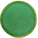 Set oG 4 Glitter Braid Round Sparkle Polyester Round Placemat Coster, Green 