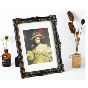 Antique Black Picture Frame,Ornate Resin Baroque Photo Frame for Wall Mounted & Tabletop, Suitable for 8x10 inch Photos with Mat,or 11x14 Photos without Mat