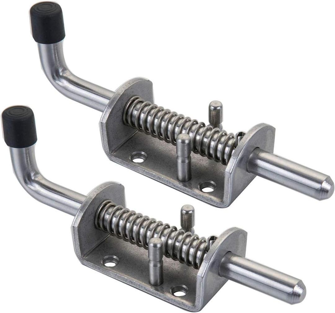 2 Pack Heavy Duty Stainless Steel Spring Loaded Latch Faster Locking Bolt Lock for Door Shed Gate or Tailgate Trailer Garage