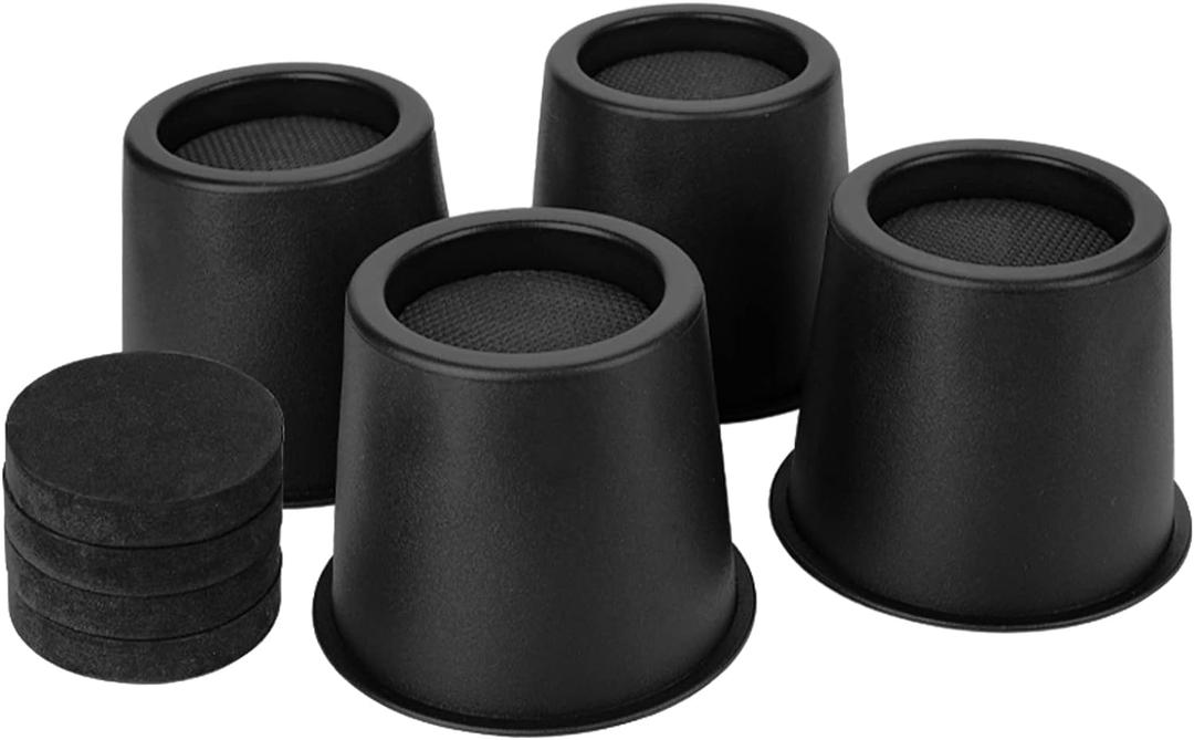 BTSD-home Round Bed Risers 4 inch Heavy Duty Furniture Risers Table Chair Risers Lift up to 10000 Pounds Rise up 3.5 inch Set of 4 Pieces (Black)