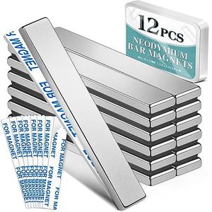 12 Pack Strong Neodymium Bar Magnets，Powerful Rare Earth Neodymium Magnets with Double-Sided Adhesive Perfect for Fridge, Garage, Kitchen, Craft, Office etc 60 x 10 x 3 mm