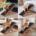 Dog Ramp for Bed - Foldable Small to Large Dog Ramp for Couch - 6 Adjustable Height from 12" to 24" - Stairs with High Traction Mat - Wooden Ramp for Dogs to Get on Bed Couch Car Up to 200LBS Walnut