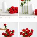 Laelfe 12 pcs Artificial Red Roses Flowers Long Stem Fake Silk Rose for Home Wendding Decorations (Red)