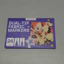 ARTISTRO 24 Dual-Tip Fabric Markers - Fabric Decorating Kit - Permanent for Clothes - No Bleed Pens for T-Shirts, Bags, Textile, Canvas, and More (Brush Tip and Fine Tip)