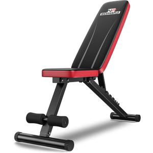 NICEPEOPLE Adjustable Weight Bench for Home Gym, 660LBS Capacity Workout Bench with 8 Backrests for Chest Shoulders Arms, Compact and Foldable Strength Bench for Small Space Apartment Room (Red)