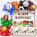 Winrayk 130Pcs Sports Birthday Party Decorations Supplies Sports Balloon Arch Backdrop Tablecloth Football Soccer Baseball Glove Basketball Volleyball Balloon Kid Sport Themed Birthday Party Supplies