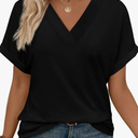 Womens Summer Tops Short Dolman Sleeve Shirts 2025 Fashion V Neck Outfits Clothes, S