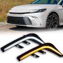 Switchback White/Amber LED Front Bumper Fog Light Daytime Running Lamp Amber Sequential Turn Signal Light Feature Compatible with Toyota Camry 2025 LE XLE Replacement Front Bumper Trim