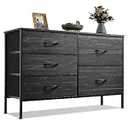 WLIVE Black Dresser for Bedroom, 5 Fabric Chest of Drawers