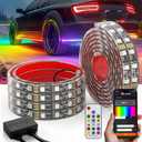 6Pcs Car Underglow Neon Accent Strip Lights 252 LEDs RGB 8 Color Sound Active Function Music Mode with Wireless Remote Control Underbody Light Strips for Car Van SUV Truck