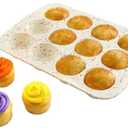 Trudeau Structure White Confetti Reinforced 12 Cup Dome Cake Pan/Mold Silicone Bakeware - 2 Pack (24 Cup Total)