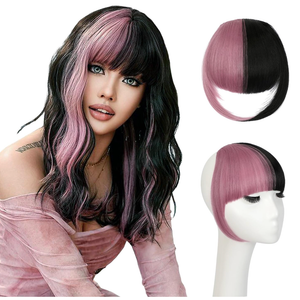 Bangs Hair Clip in Bangs, Fake Bangs Natrual Clip on Bangs,Faux Blonde Bangs Easy Clip in Hair Extenisons,French Bangs Fringe with Temples Hairpieces Curved Bangs for Daily Wear