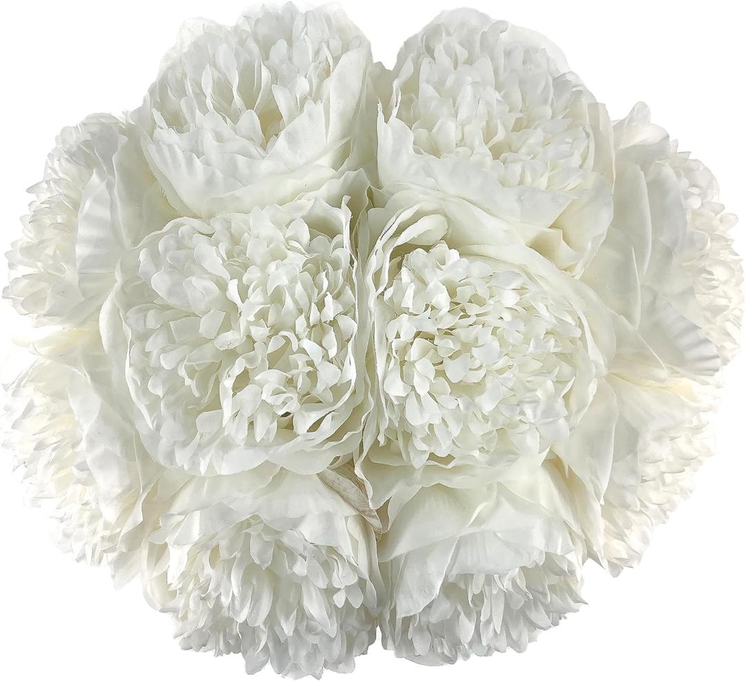 2 Bouquet 10Heads Artificial Fake Peony Flowers Silk Faux Flower for Home Office Party Wedding Decorations