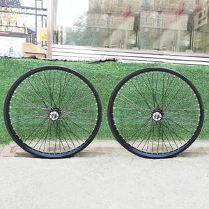 26 inch x 1.85" Heavy Duty Bike Rim Wheel Set, 12 Gauge 48 Spokes Wheelset, Double Wall Aluminum Alloy 26" Bicycle Wheels Rims (Front & Rear) (Black) Disc Brake