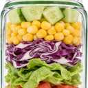 Original Salad Mason Jar Style Side-Open Container  Leak-proof, with separate dressing cup! Vertically Layered Food Storage, Perfect for meal prep at home, office, outdoor & travel