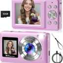 Compact Camera,56MP Dual-Screen Digital Camera for Teens with Auto Focus,Smile Capture,Anti-Shake,16X Zoom,32GB SD Card Camera Digital Gift for Boys Girls Teens (Purple)
