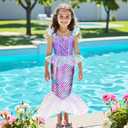 Meland Mermaid Dress - Little Mermaid Costume with Bag for Girls 3-10, Princess Dress Up for Birthday Gift, Halloween Costume
