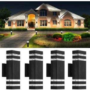 4Pack 14W 12inch LED Square Up & Down Wall Lights 4000K Day White Outdoor Wall Light Aluminum Body Waterproof IP65 led Porch Light for House Patio Garage Garden
