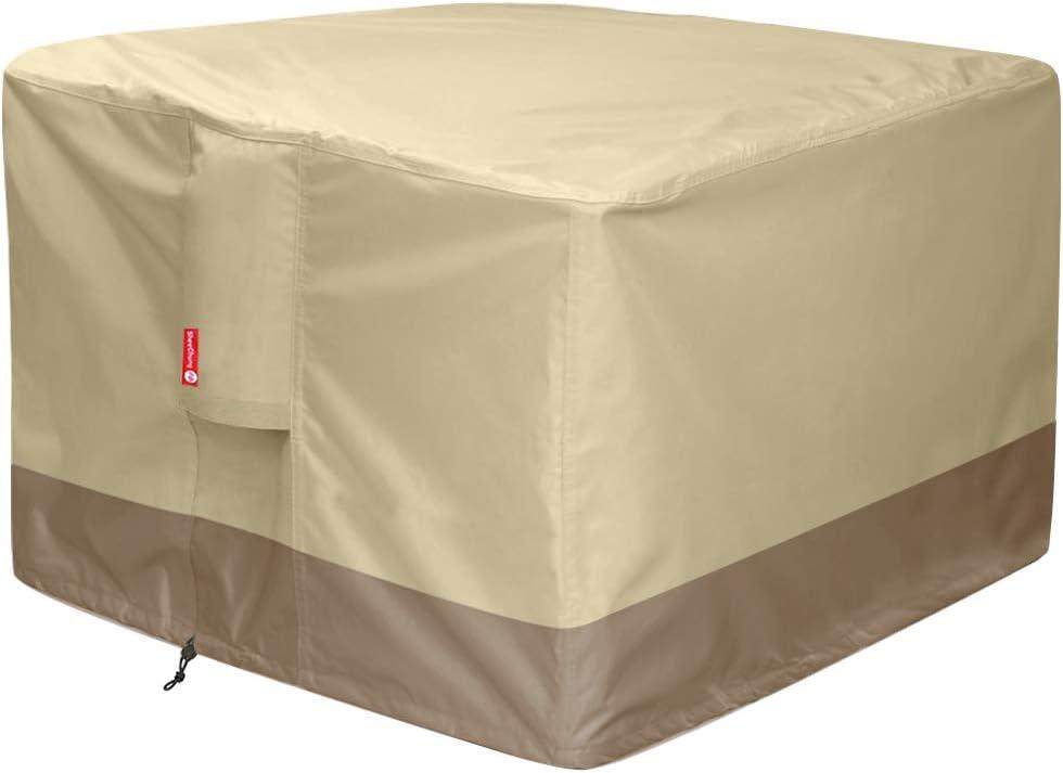 SheeChung Gas Fire Pit Cover Square - 600D Heavy Duty Patio Outdoor Fire Pit Table Cover with PVC Coating,100% Waterproof,Air Vents,Fits for 29/30/31/32 inch Fire Pit/Table Cover (32L x 32W x 24H)