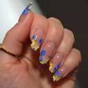 9 x Almond Press on Nails Hand Painted Flower Cute Fake Nail Art for Women