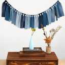 Breling 2 Pcs Denim Banner Denim Party Decorations Blue Banner Bachelorette Party Decorations Bunting Garland for Blue Jean Baby Shower Birthday Wedding Festival (Strip)