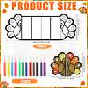 Dunzoom 48 Pcs Thanksgiving Turkey Craft Kits with 12 Watercolor Pens Color Your Own Paper DIY Crafts Thankful Turkey Decoration for Thanksgiving Fall Home Classroom School Party Supplies