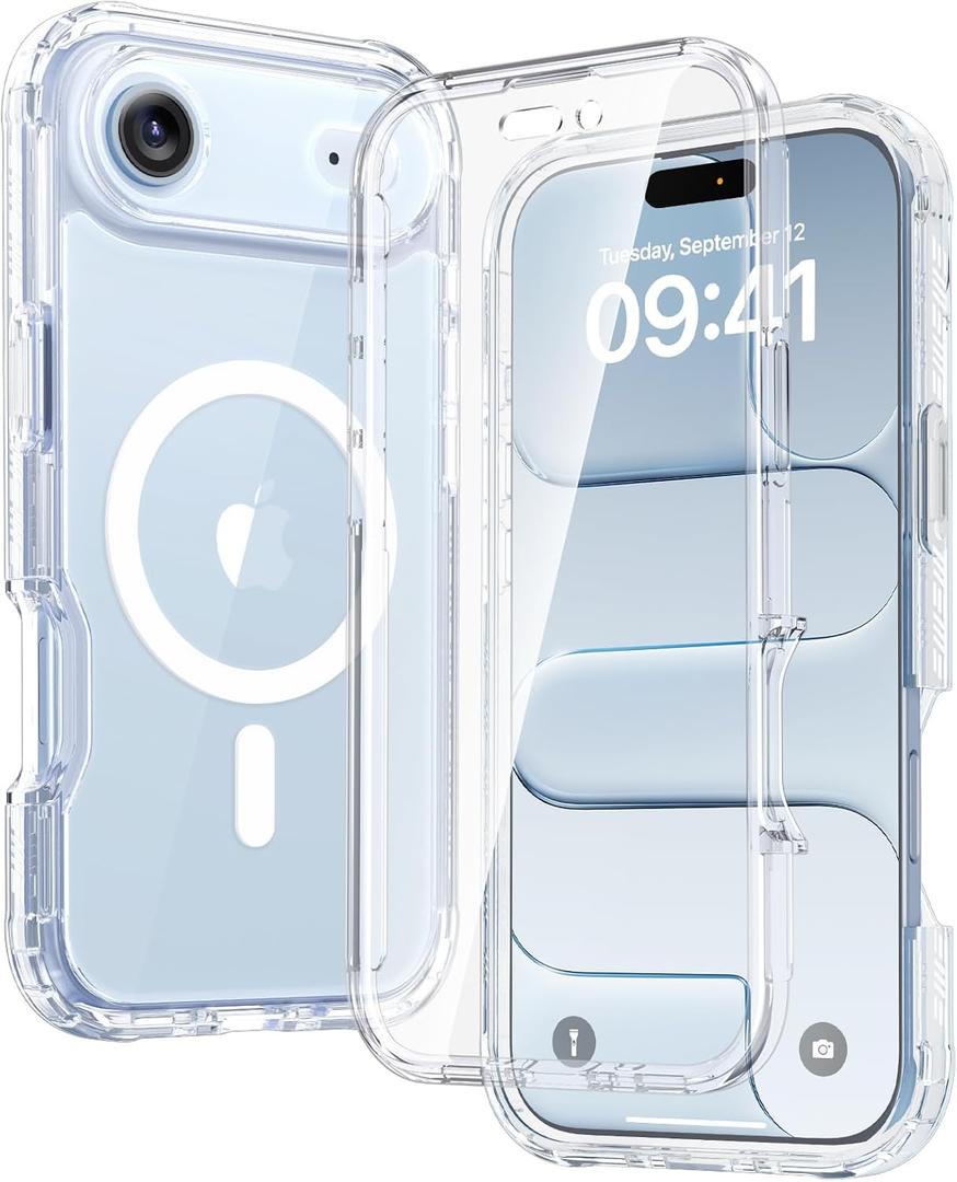 Diaclara Magnetic Designed for iPhone Air Case Full Body Bumper,[Compatible with MagSafe] Military Drop Proof Cover with Built-in Touch Sensitive Anti-Scratch Screen Protector for iPhone 17 Air Clear