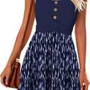 Summer Dresses for Women 2026 Trendy Twist Front Waffle Knit Dress Flowy Sleeveless Sundresses (Blue, M)