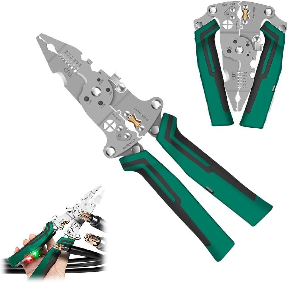 Multi-Function Foldable Wire Stripper with Voltage Tester,Professional Electrician Wire Stripper Multitool For Wire Crimping Stripping Cutting (1PC)