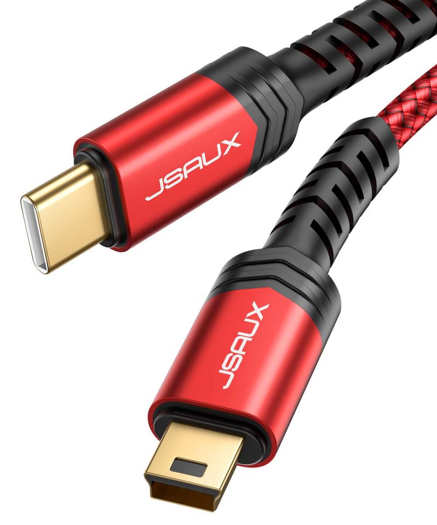 JSAUX Mini B to USB C Cable 10ft, USB C to Mini USB Cable Charging Cord for GoPro Hero 3+, PS3 Controller, MP3 Player, Dash Cam, Digital Camera, GPS Receiver, PDAs and More Devices