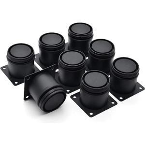 2 Inch Metal Furniture Legs Stainless Steel Adjustable Legs Black Metal Legs Round Cabinet Legs for Coffee Table Cabinet Desk Sofa Shelves, Pack of 8