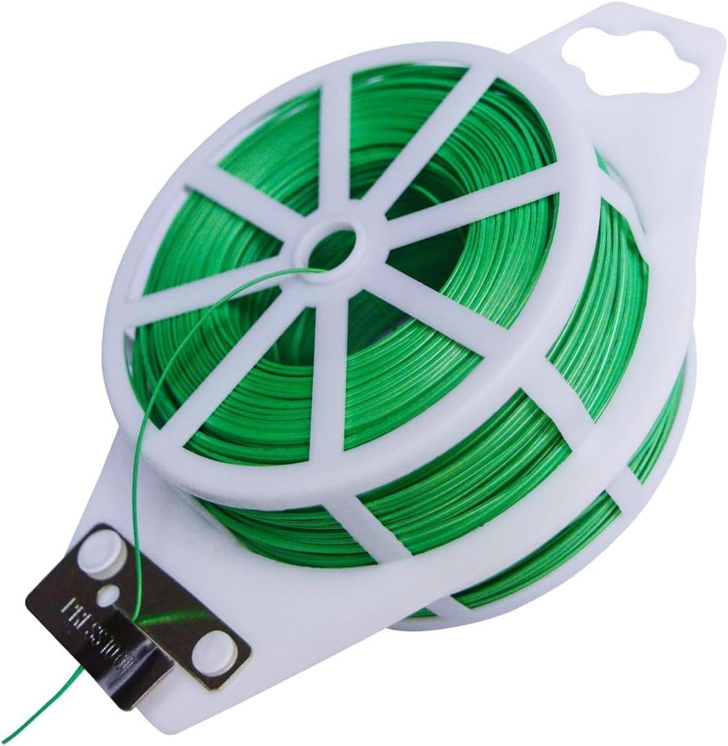 2 x Plant Twist Ties Garden Wire - 656FT Heavy Duty Green Plant Ties with Cutter for Climbing Vines - Reusable Coated String for Outdoor Tomato Tree Training & Indoor Cable Support