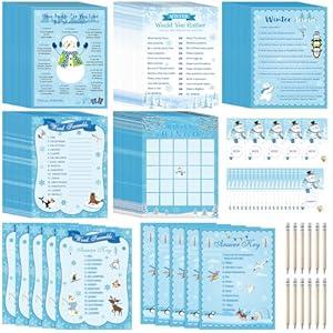 Harloon 172 Pcs Winter Game Christmas Trivia Set Christmas Party Games for Family Holiday Winter Activities Snowman Word Scramble Christmas Bingo Games for Boys Girls Adults Xmas