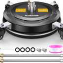 EVEAGE 15.5" Pressure Washer Surface Cleaner with 4Wheels, Stainless Steel Power Washer Accessory for Driveways Patios Cleaning, 1/4" Quick Connector & 2Extension Wand Attachments (15.5 in-Black)