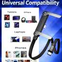 240w USB-C Charge Cable Invisible Holder Sideways Phone Charger with Stand 5 Ft Type-C Fast Flat Braided Multi Folding Side-Entry Charging Data Cord Foldable 90 Degree Right Angle for Phone Tablets