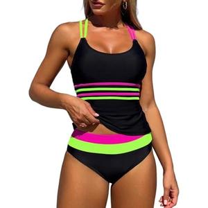 ZAFUL Tankini Swimsuits for Women Tummy Control High Waisted Twist Front Ruched Two Piece Bathing Suit, Size M