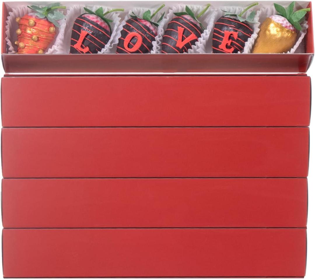 15Pack 12x2x2 Inches Chocolate Covered Strawberries Boxes for 6 Macaron boxes Chocolate Truffle Boxes Cookies boxes Bakery Boxes with Clear Window