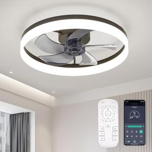 Ceiling Fans with Lights and Remote, 20 Inch Flush Mount Low Profile Ceiling Fan, Reversible DC Motor, 6 Speeds, Dimmable LED Fan for Bedroom, Kitchen, Dining Room, Kids Room, Office Ceiling Fans with Lights and Remote, 20 Inch Flush Mount Low Profile Ceiling Fan, Reversible DC Motor, 6 Speeds, Dimmable LED Fan for Bedroom, Kitchen, Dining Room, Kids Room, Office