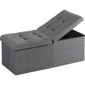 35-INCH Storage Ottoman Bench, Footrest with Storage, End of Bed Bench Coffee Table for Living Room, Bedroom, Entryway, Dark Gray