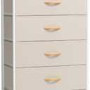 Crestlive Products Dresser for Bedroom with 6 Drawers, Tall Chest of Drawers, Fabric Dressers Bedroom Furniture, Storage Organizer Unit with Bins for Closet, Hallway, Living Room, Entryway(Beige)